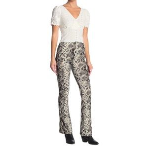 Good Luck Gem High Waist Snakeskin Print Flare Pants